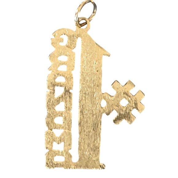 14K Gold "#1 GRANDMA" Pendant Charm - Picture 2 of 4